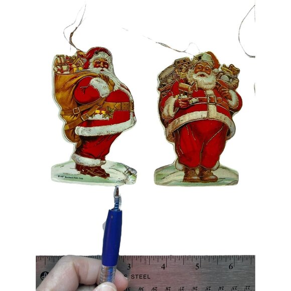 Vintage 1987 Merrimack Santa Claus Cardboard Ornaments Set Of 4 - Picture 2 of 7